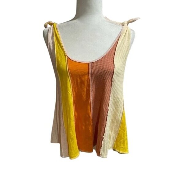 Free People Carousel Yellow Stripe Patchwork Tank Top - Picture 5 of 8